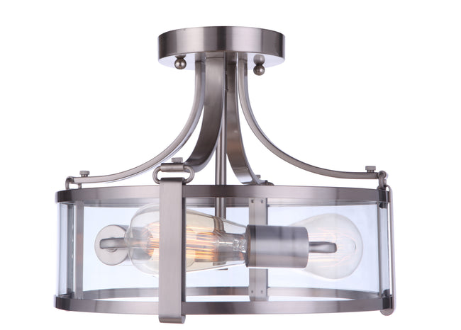 55353-BNK - Elliot 3 Light 13" Wide Semi Flush Mount - Brushed Nickel