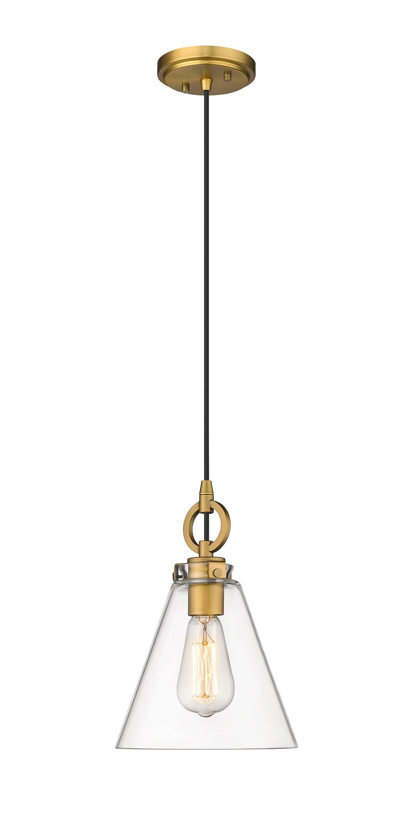 3034P8-RB - Harper 1 Light 8" Pendant - Rubbed Brass