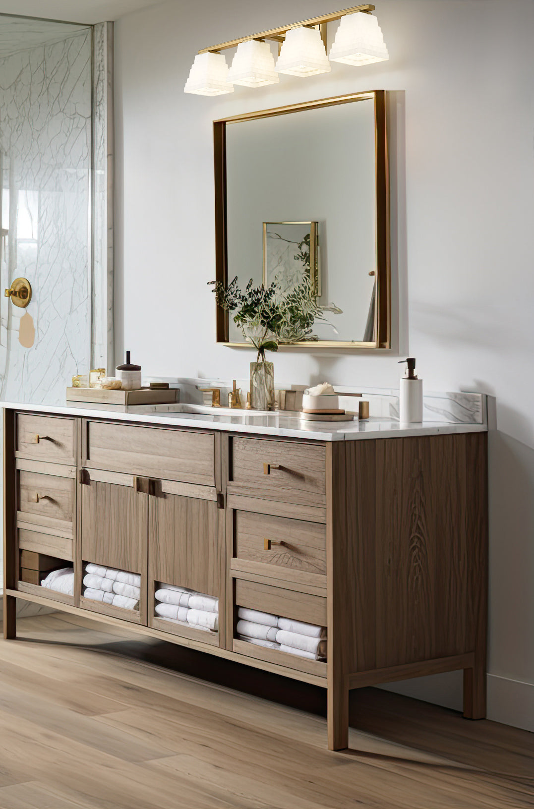 7514-4V-MGLD - Annalise 4 Light 32" Vanity - Modern Gold