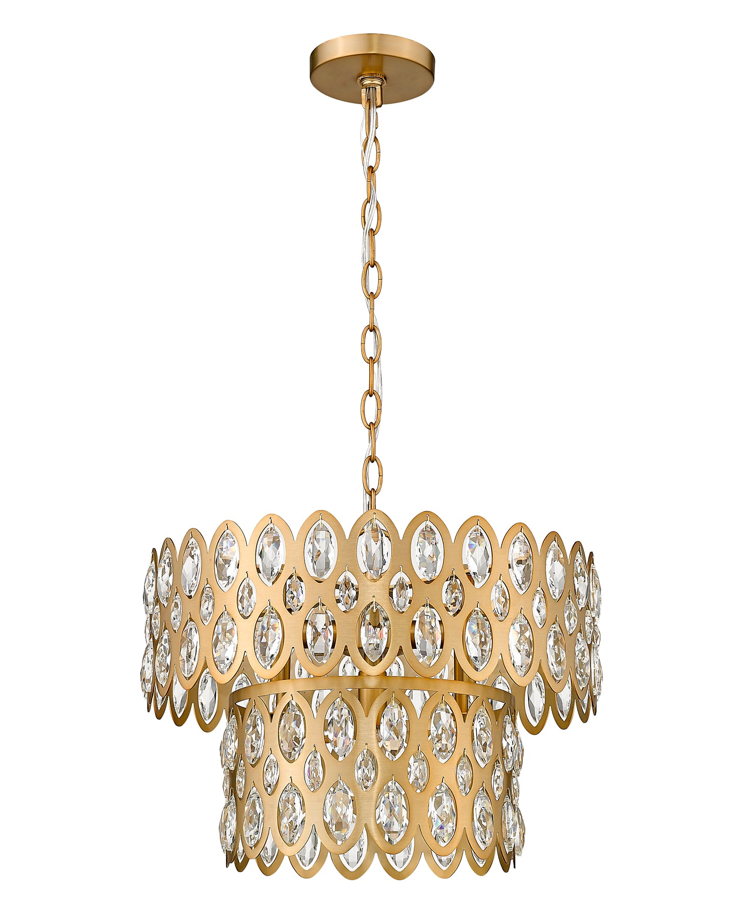 822P15-HB - Dealey 5 Light 16" Pendant - Heirloom Brass