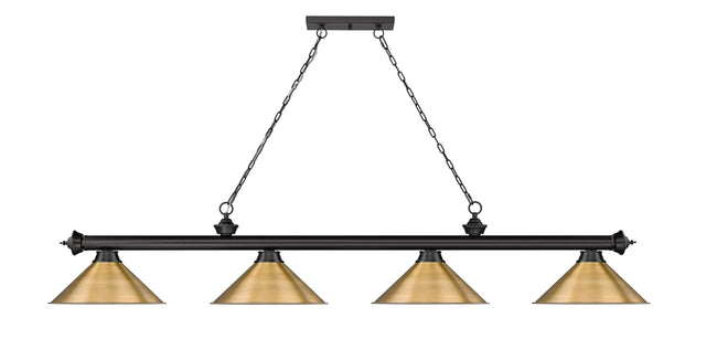 2306-4MB-RB15 - Cordon 4 Light 81" Billiard - Matte Black / Rubbed Brass