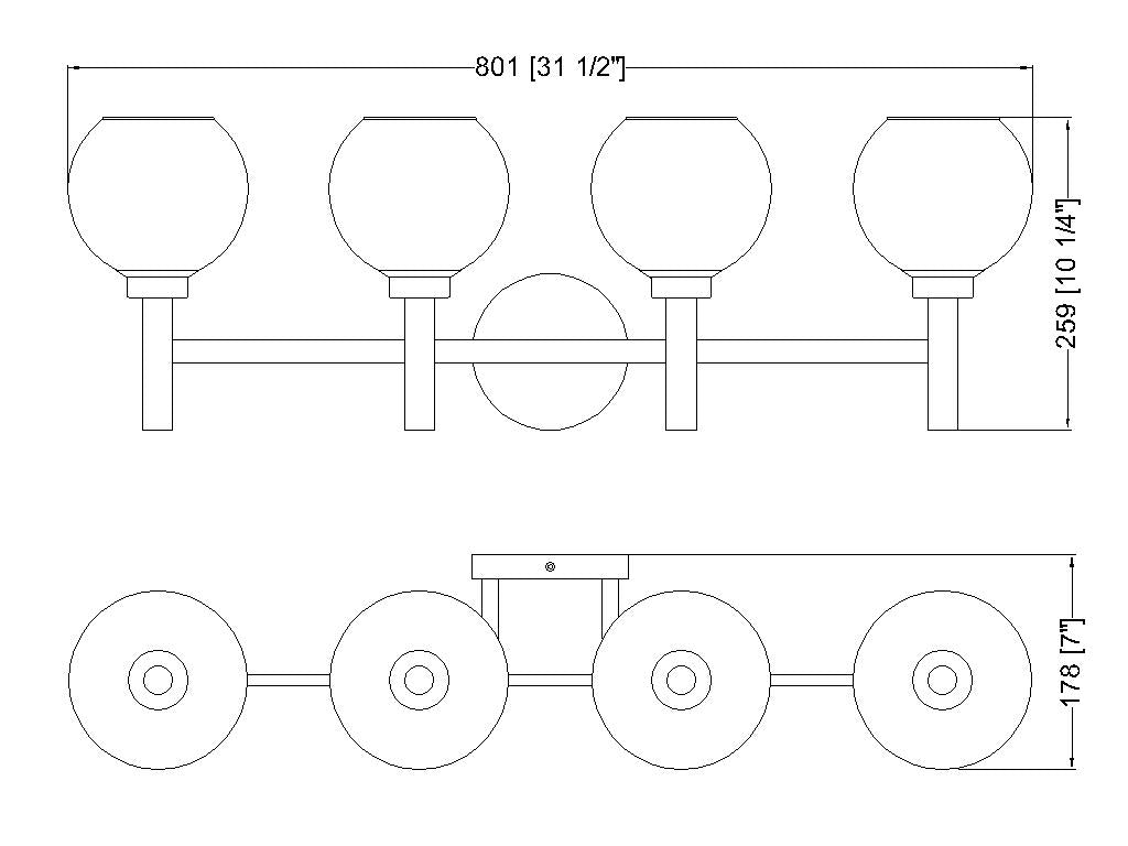 7502-4V-BG - Sutton 4 Light 32" Vanity - Brushed Gold
