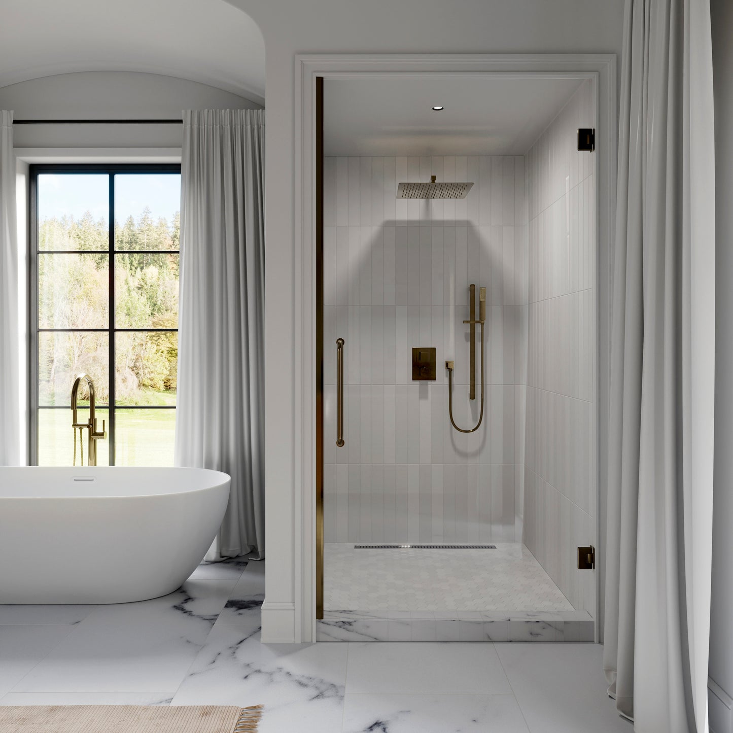 CBY-SHS-T2-PG - Autograph Edition Crystal Bay Thermostatic Shower System in Polished Gold