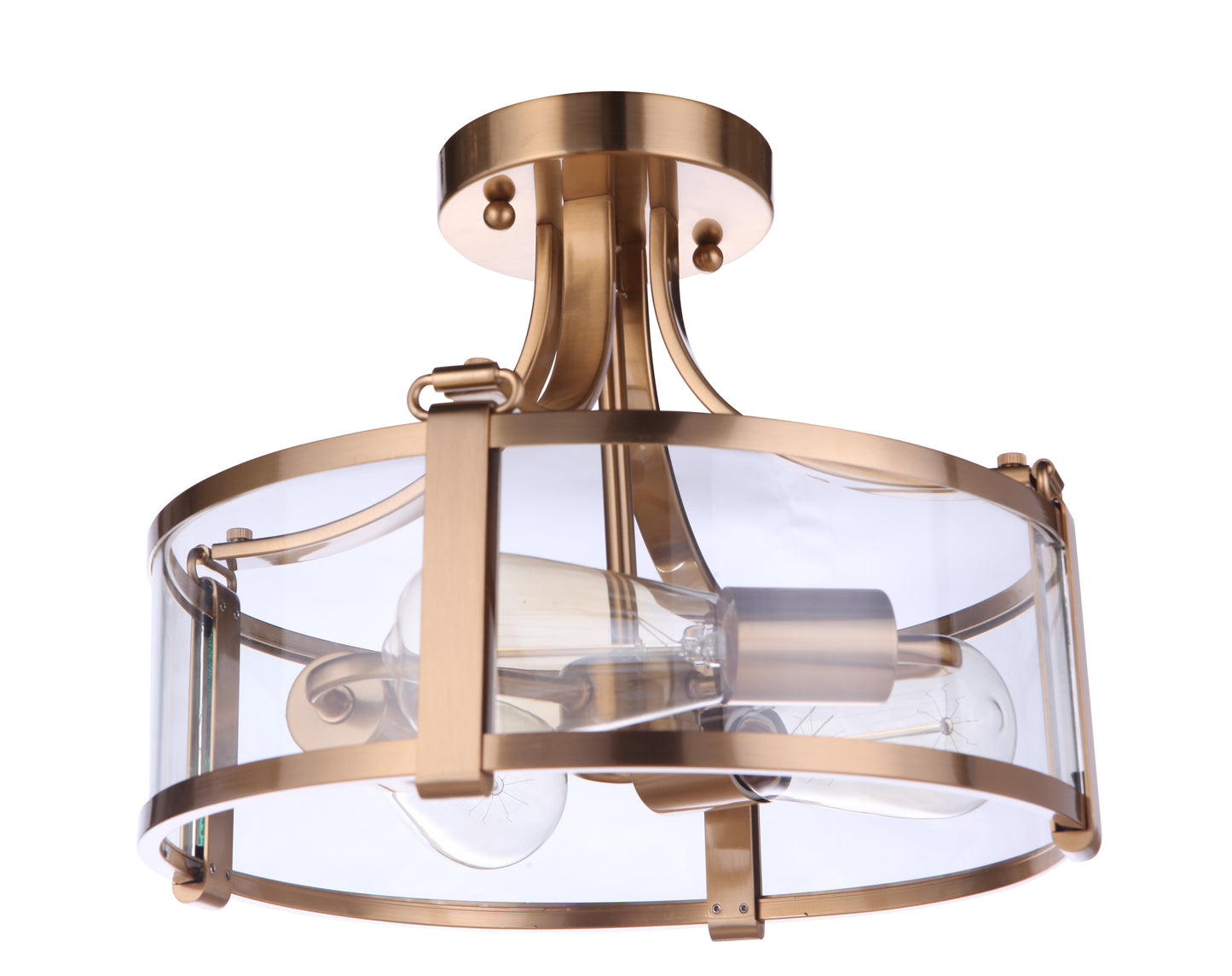 55353-SB - Elliot 3 Light 13" Wide Semi Flush Mount - Satin Brass