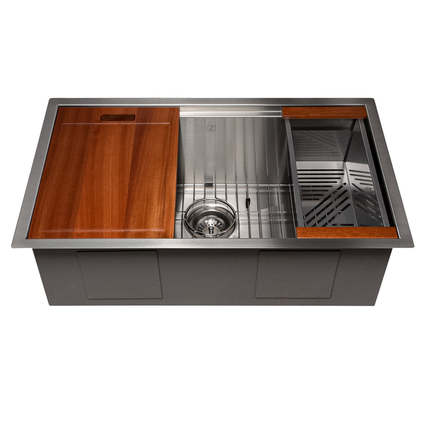 SLS-30 - 30" Garmisch Undermount Single Bowl Stainless Steel Kitchen Sink with Bottom Grid and Accessories