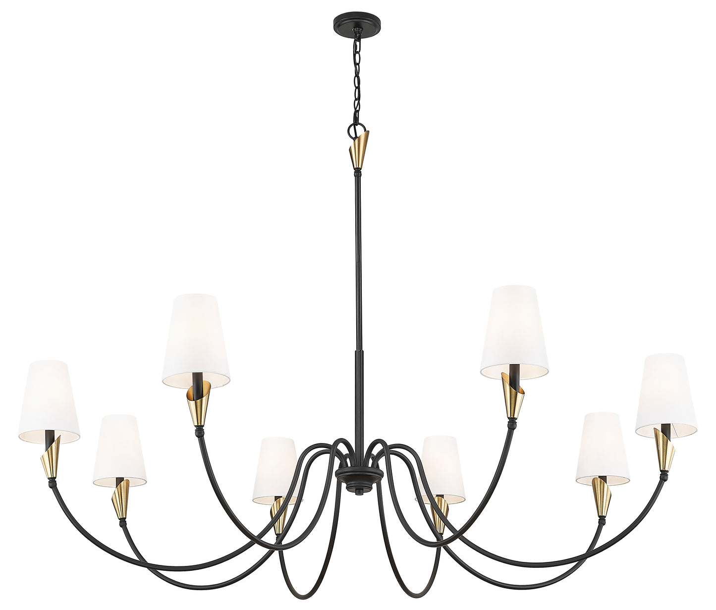 4014-65MB-MGLD - Claudelle 8 Light 65" Chandelier - Matte Black / Modern Gold