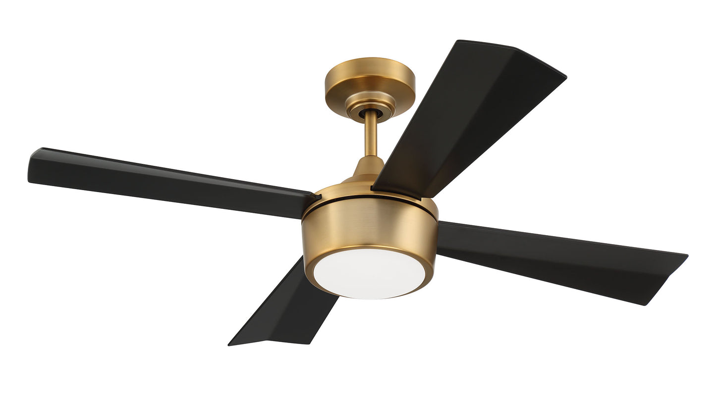 THO42SB4 - Theo 42" 4 Blade Indoor Outdoor Ceiling Fan with Light Kit - Satin Brass
