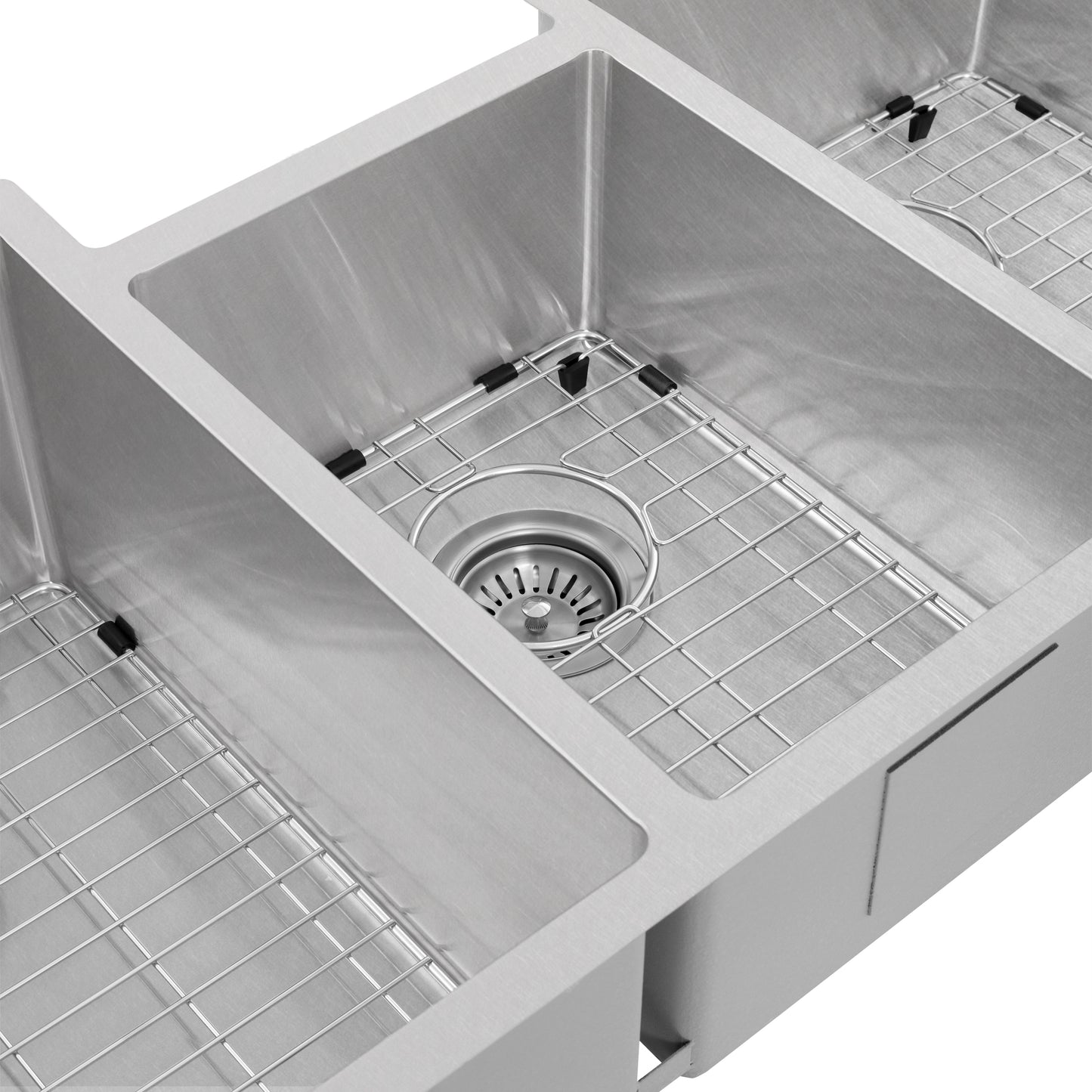 SLT-45S - 45" Breckenridge Undermount Triple Bowl Satin Stainless Steel Kitchen Sink with Bottom Grid