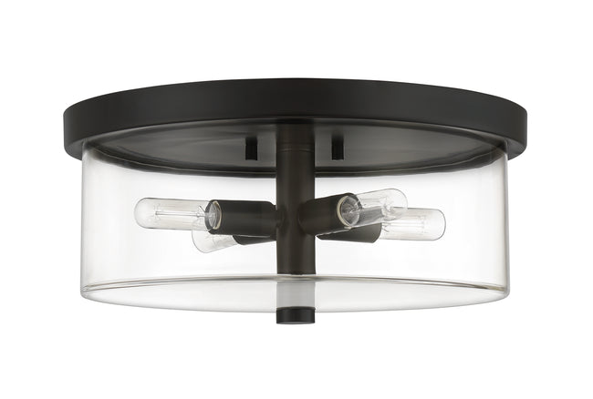 55684-FB - Hailie 4 Light 15" Wide Flush Mount - Flat Black