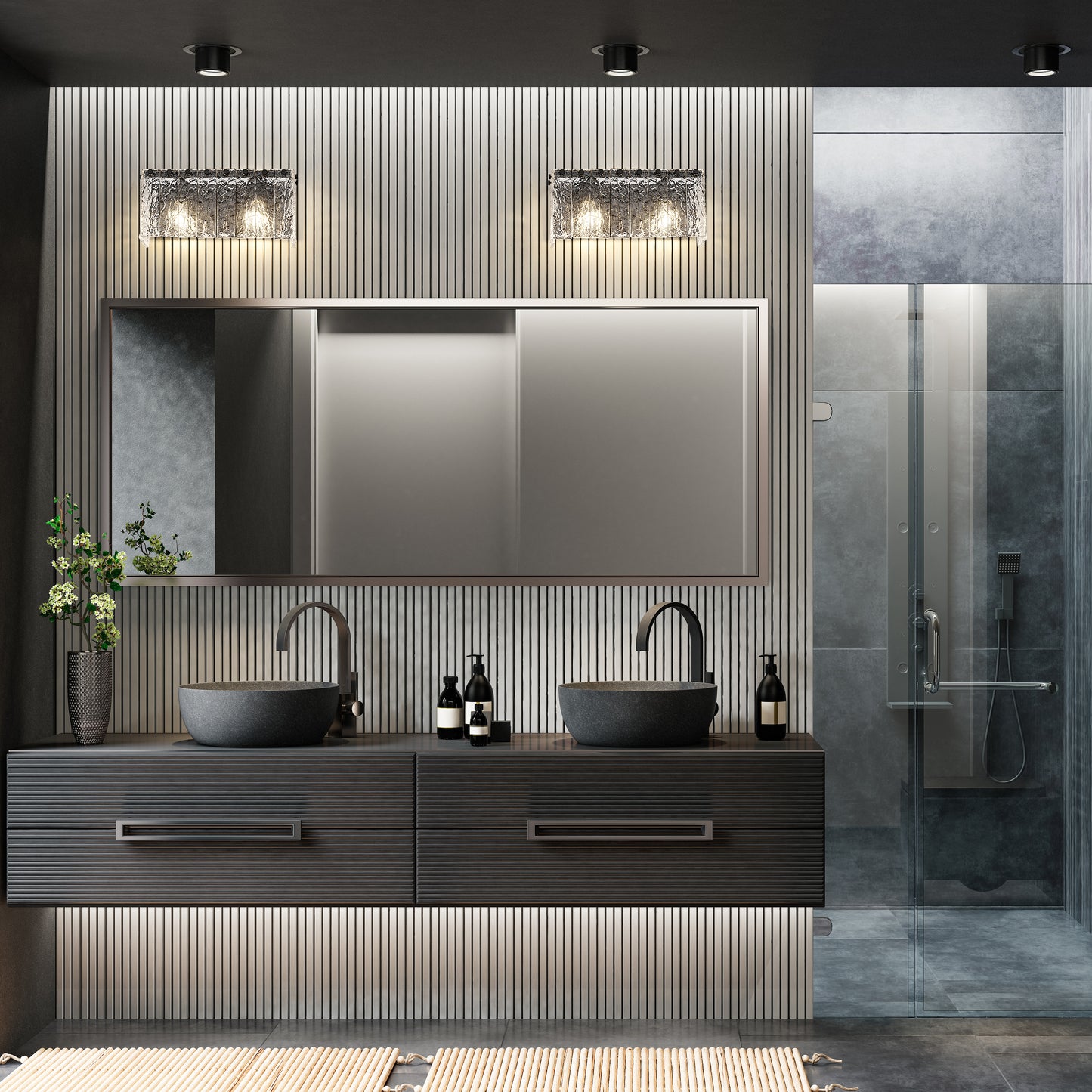 1943-2V-MB - Glacier 2 Light 15" Vanity - Matte Black