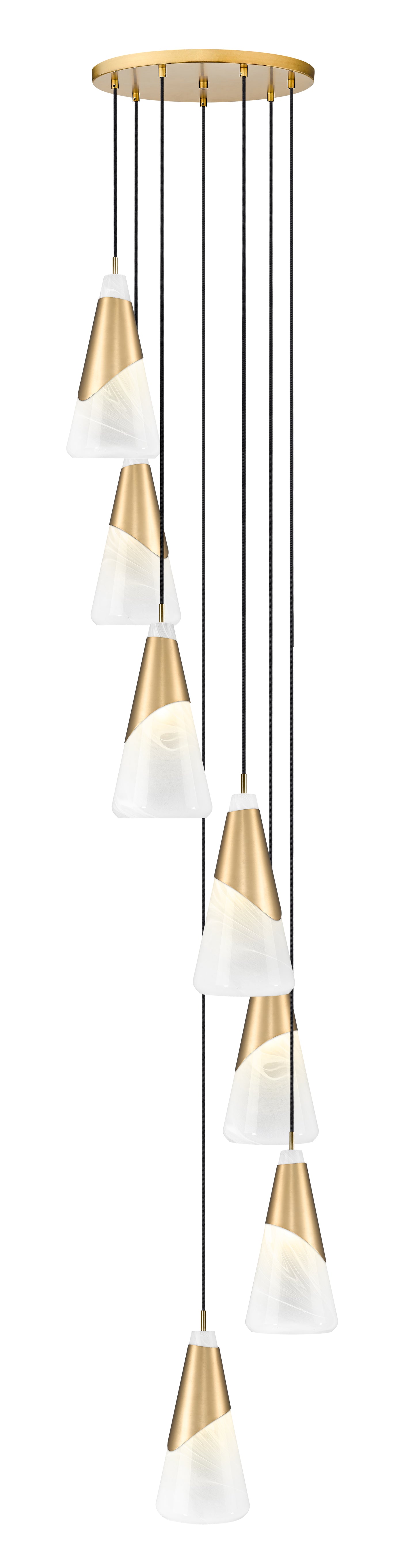 828P7-7R-MGLD - Aimie 7 Light 18" Chandelier - Modern Gold
