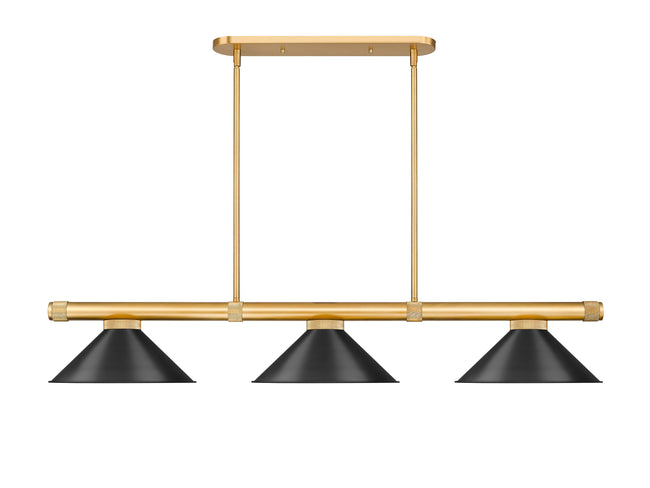 3050-3RB-MB15 - Vanguard 3 Light 58" Billiard - Rubbed Brass