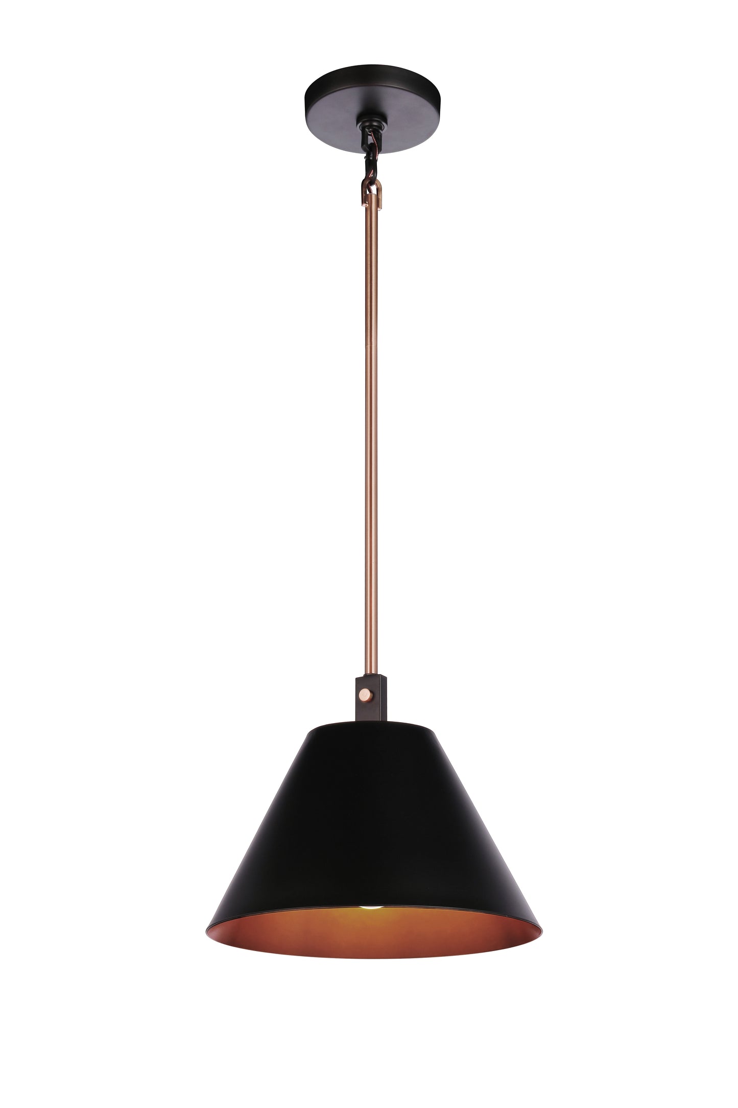 60991-FBSB - Blake 1 Light 11" Wide Pendant - Flat Black / Satin Brass