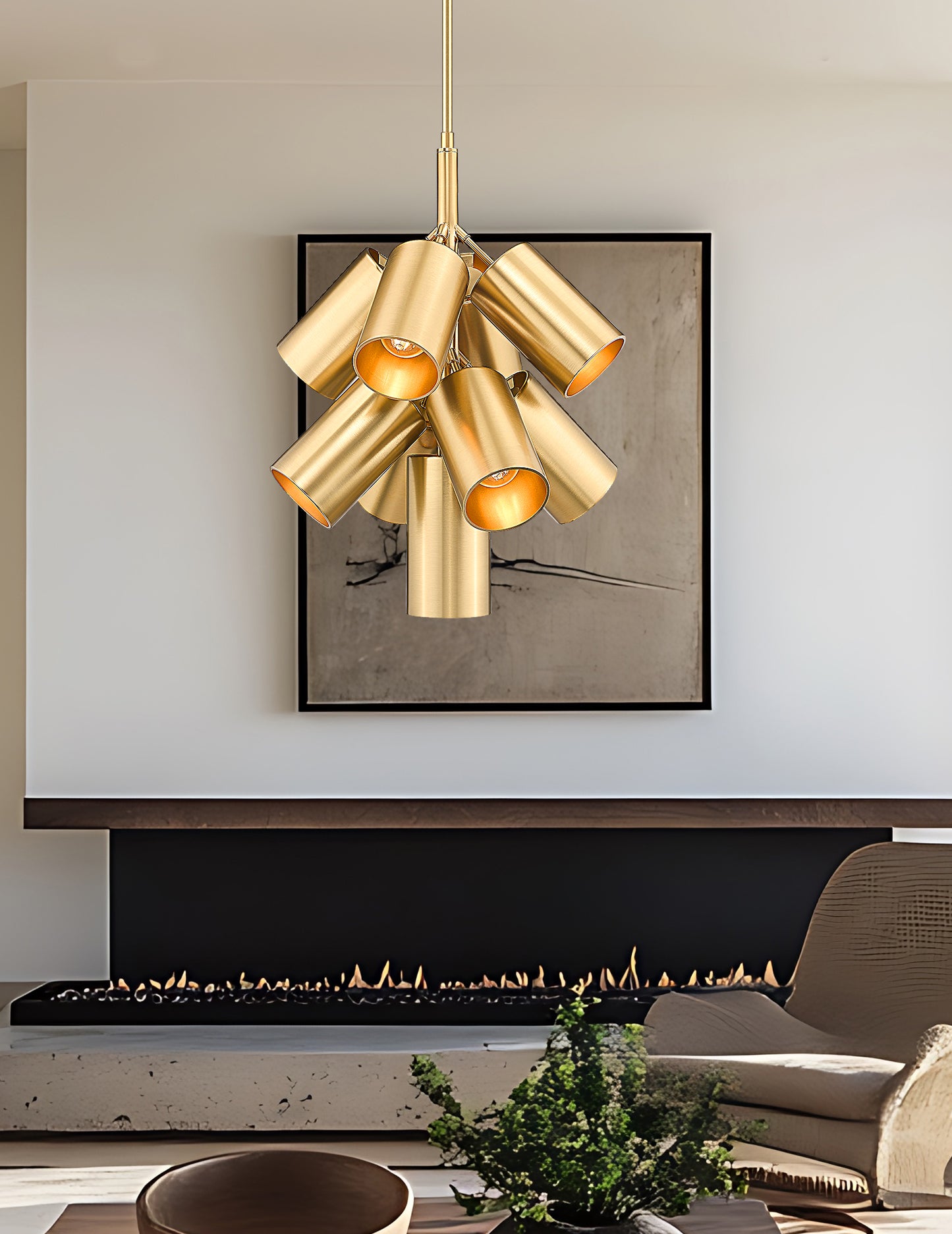 7520-9MGLD - Lumina 9 Light 17" Chandelier - Modern Gold