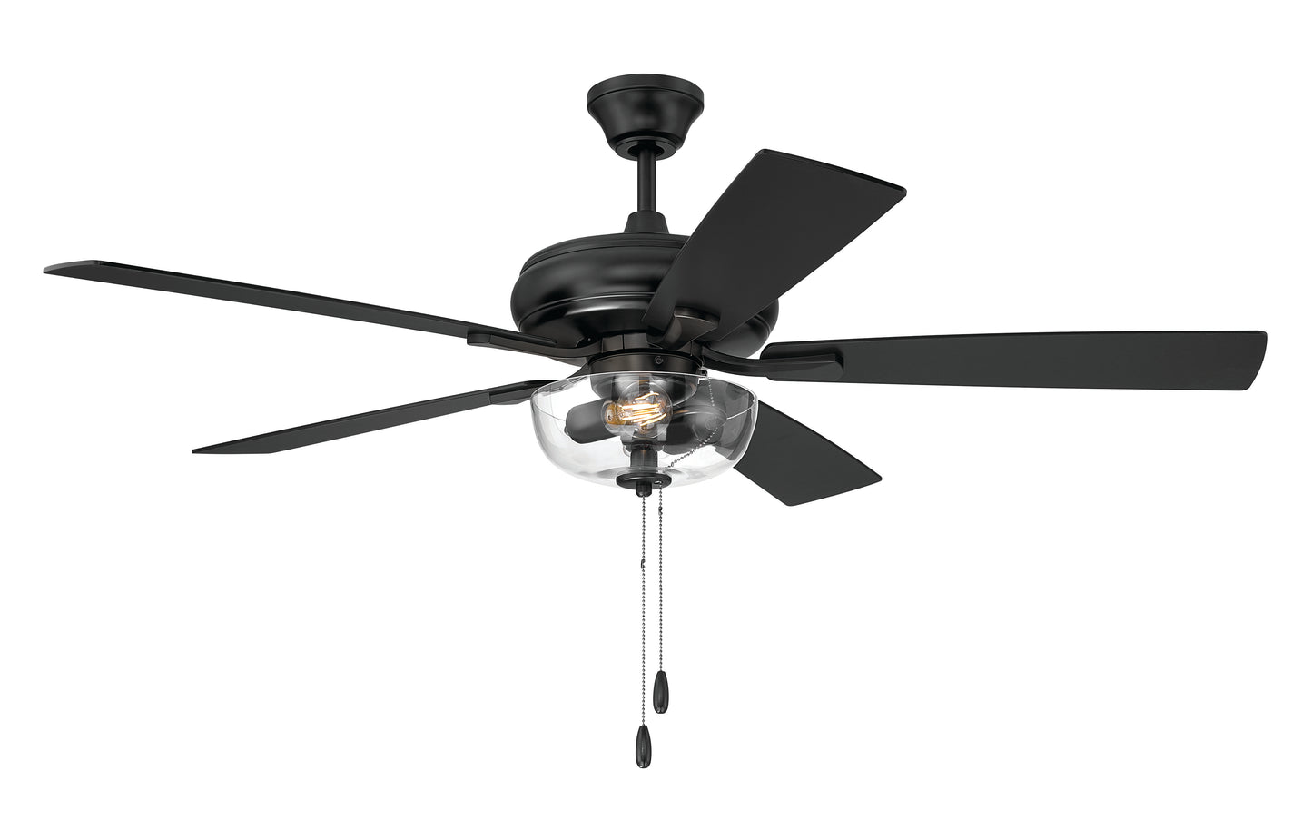 ECF201FB5-FBGW - EOS 2 Light Clear Bowl 52" Ceiling Fan 52" 5 Blade Ceiling Fan with Light Kit - Flat Black