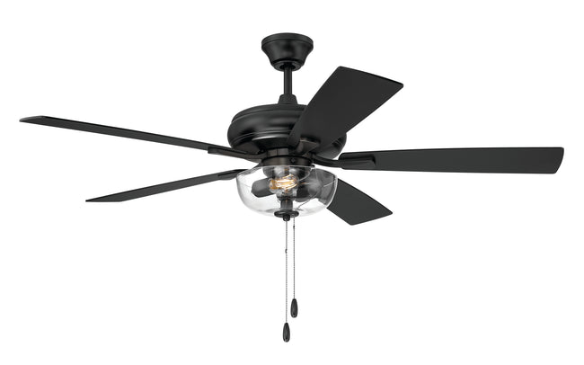 ECF201FB5-FBGW - EOS 2 Light Clear Bowl 52" Ceiling Fan 52" 5 Blade Ceiling Fan with Light Kit - Flat Black