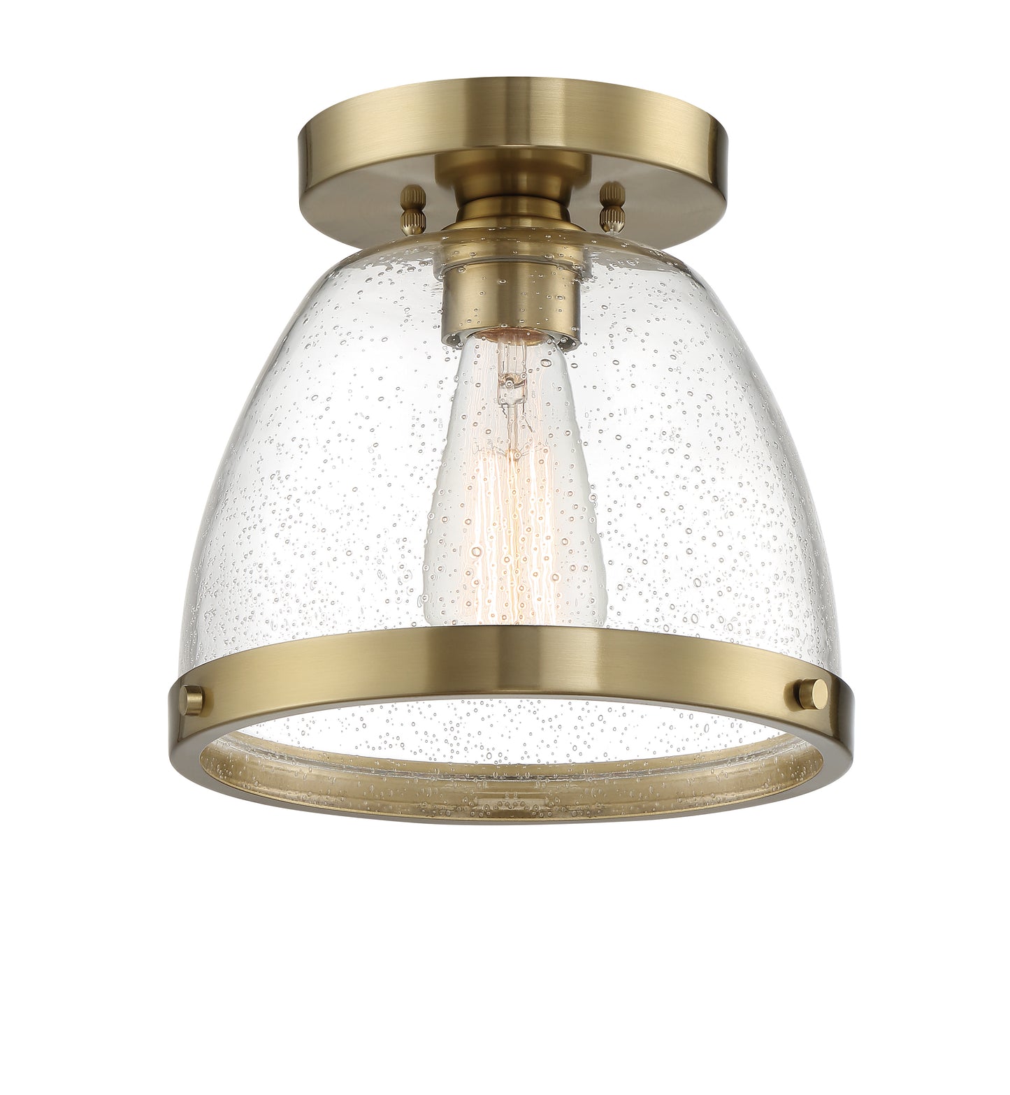 X1410-SB - Lodie 1 Light 9.5" Wide Flush Mount - Satin Brass