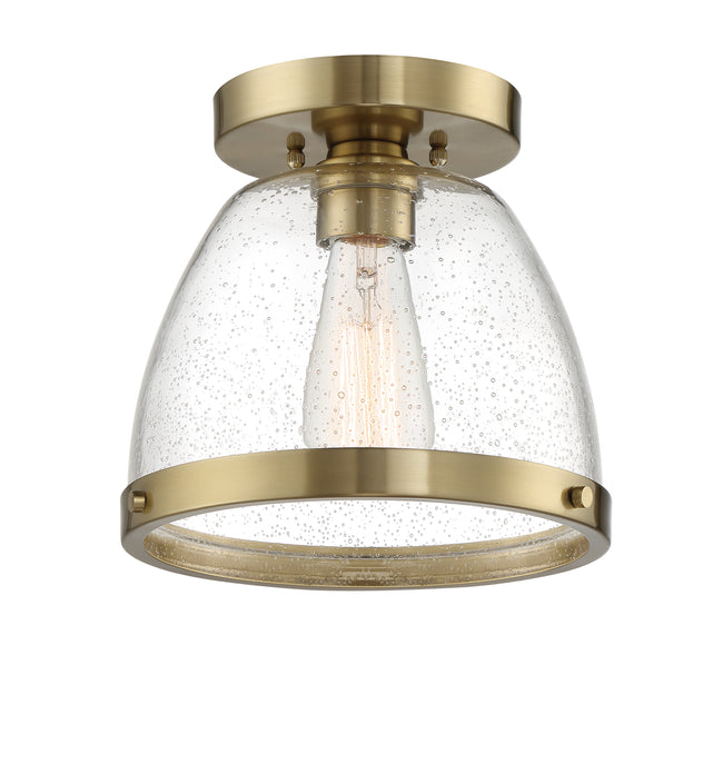 X1410-SB - Lodie 1 Light 9.5" Wide Flush Mount - Satin Brass