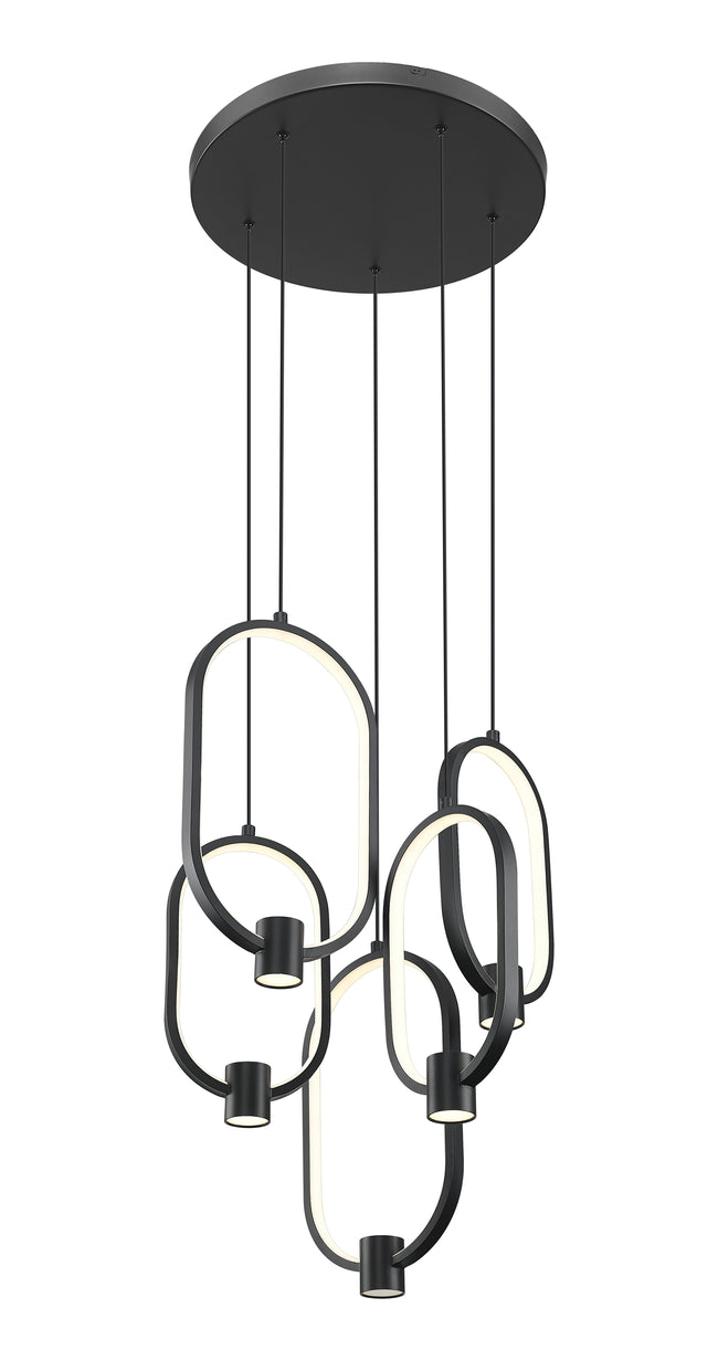 4101-5MB-LED - Saros 5 Light 18" Chandelier - Matte Black