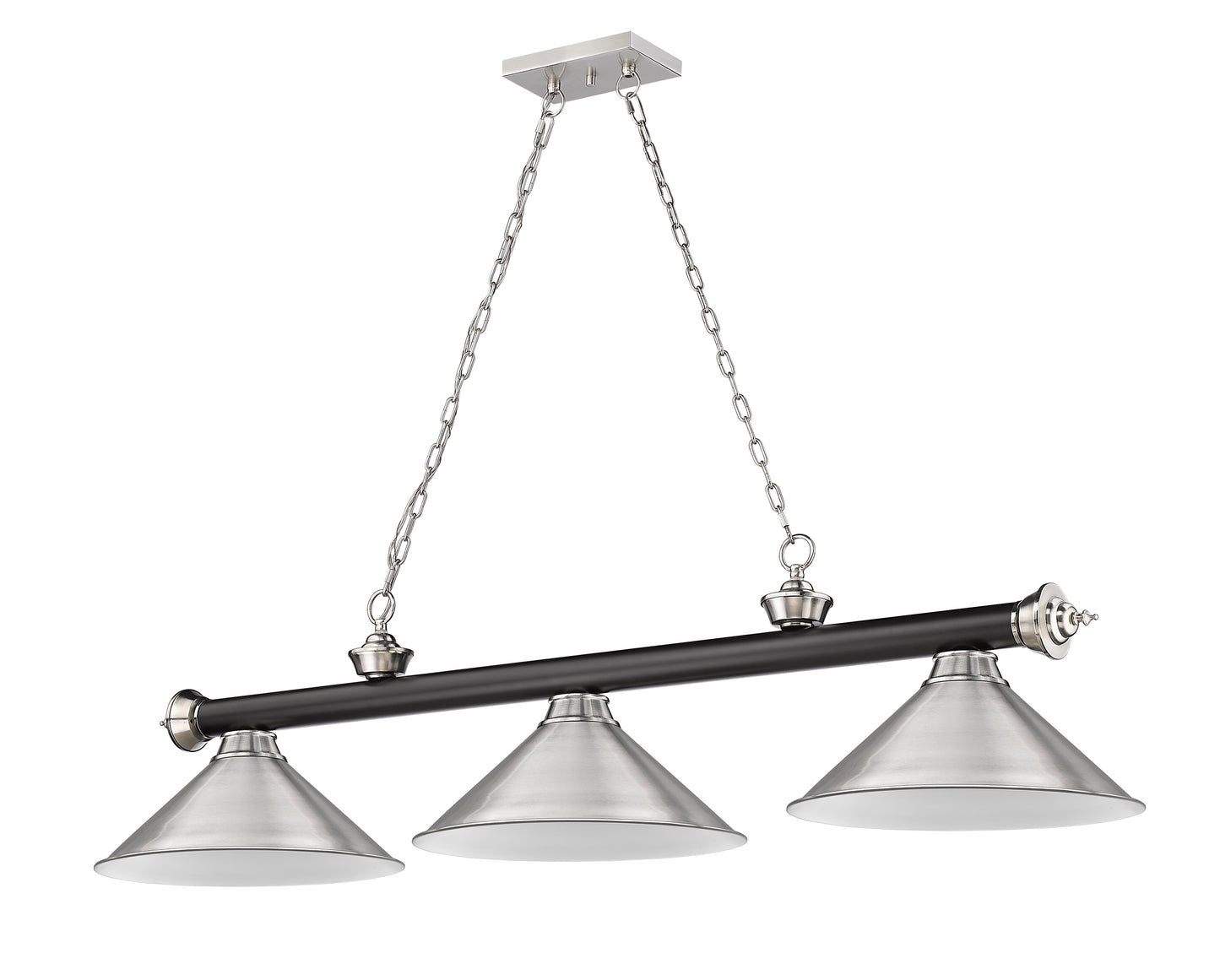 2306-3MB-BN-BN15 - Cordon 3 Light 57" Billiard - Matte Black / Brushed Nickel