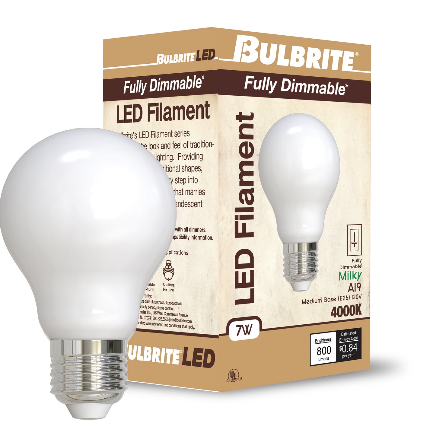 776928 - Dimmable A19 LED Light Bulb - 7 Watt - 4000K - 4 Pack