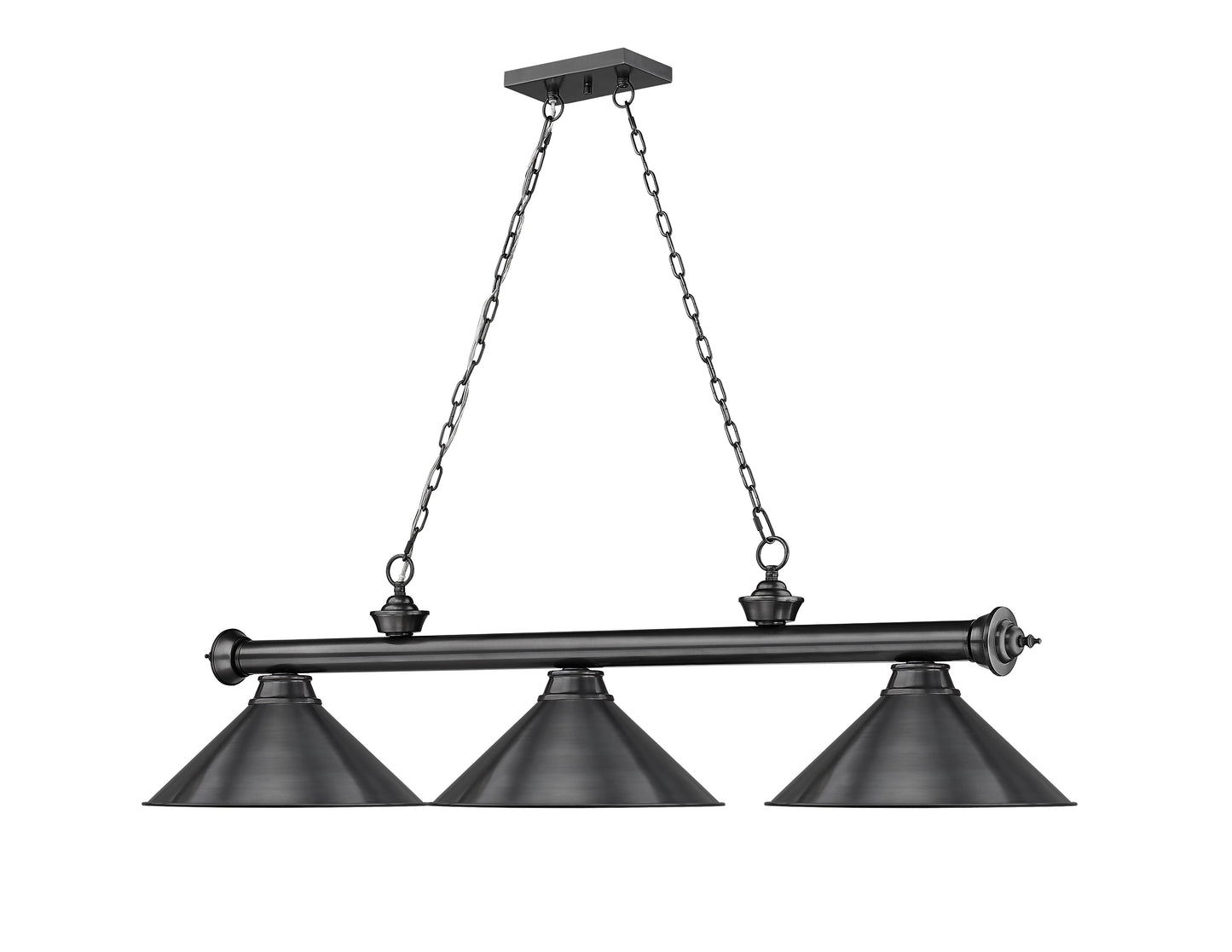 2306-3BP-BP15 - Cordon 3 Light 57" Billiard - Bronze Plate