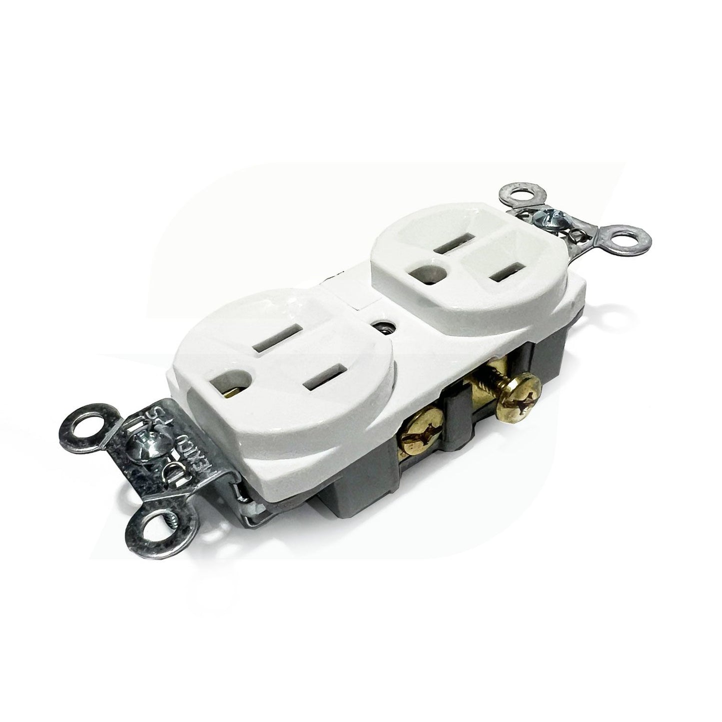 CR15-W - 15 Amp Duplex Receptacle/Outlet, Commercial Grade, Self-Grounding