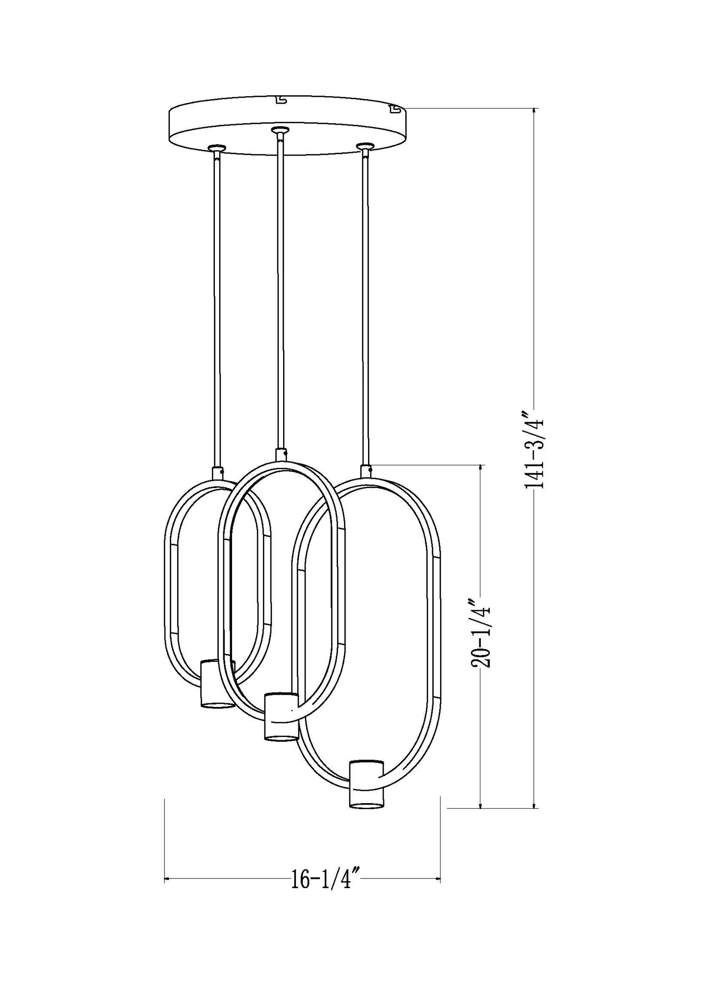 4101-3MB-LED - Saros 3 Light 16" Chandelier - Matte Black