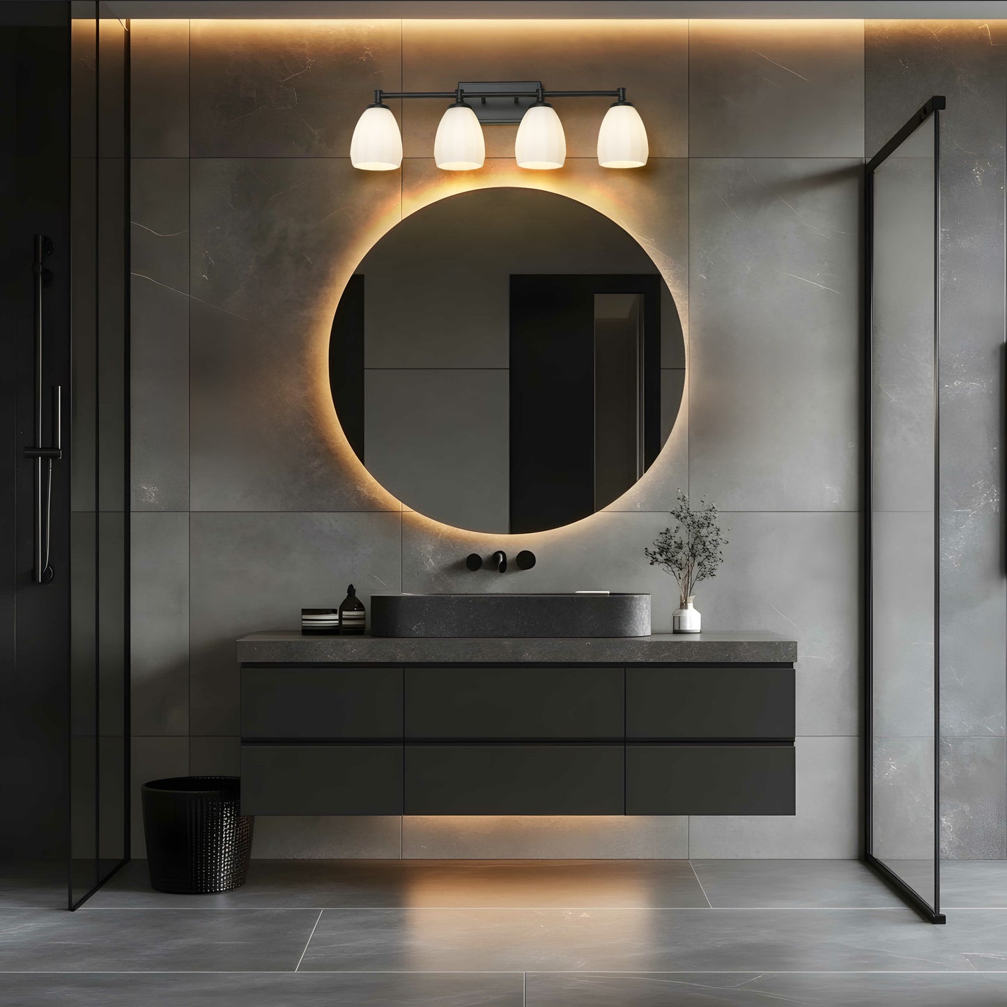 7004-4V-MB - Oren 4 Light 31" Vanity - Matte Black