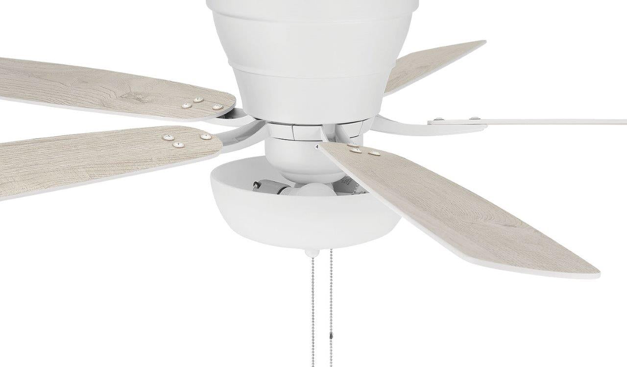 WHL52W5C1 - Wheeler 52 2-Light Bowl 52" 5 Blade Ceiling Fan with Light Kit - White