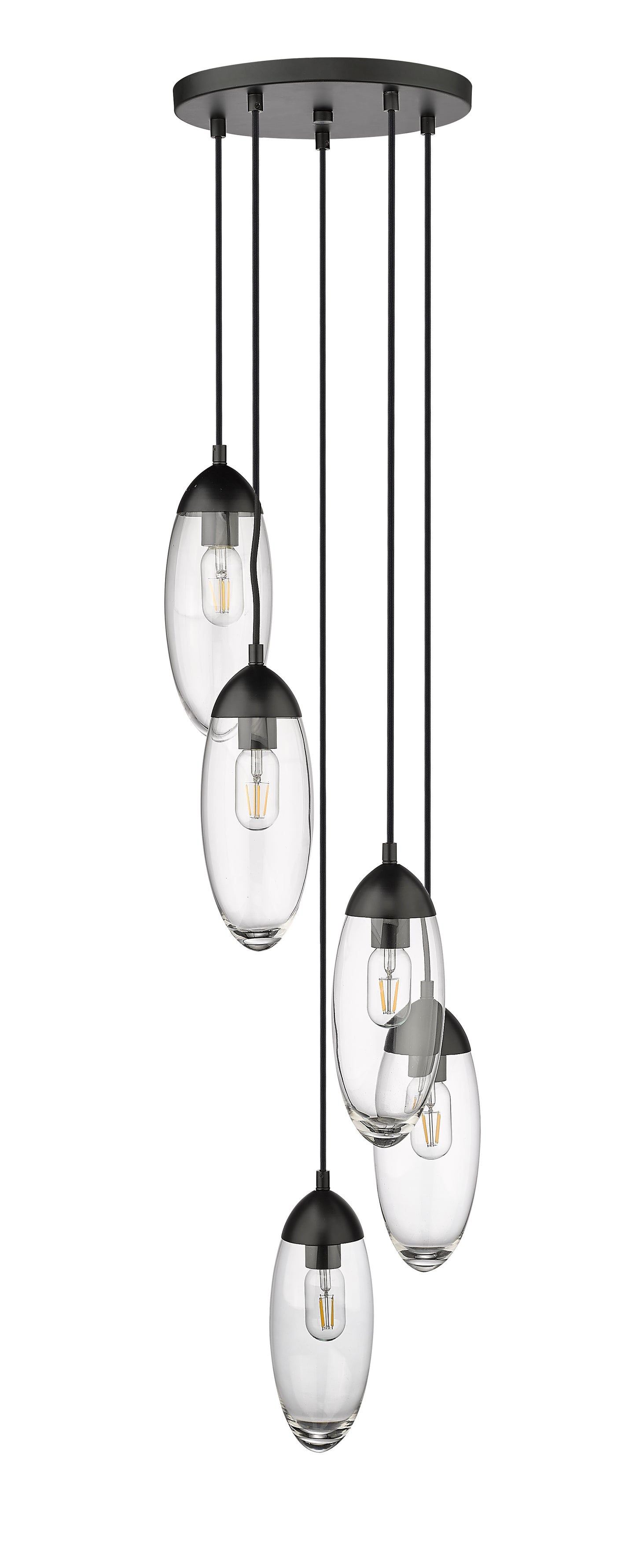 651P-5R-MB - Arden 5 Light 12" Chandelier - Matte Black