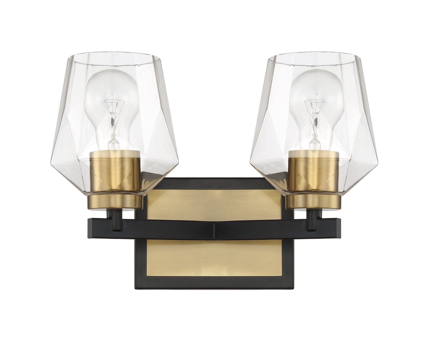 56902-FBSB - Avante Grand 2 Light 12.63" Wide Vanity Light - Flat Black / Satin Brass