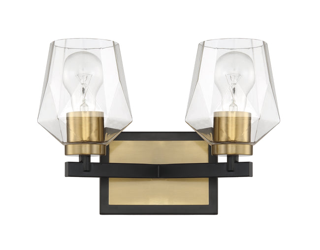 56902-FBSB - Avante Grand 2 Light 12.63" Wide Vanity Light - Flat Black / Satin Brass