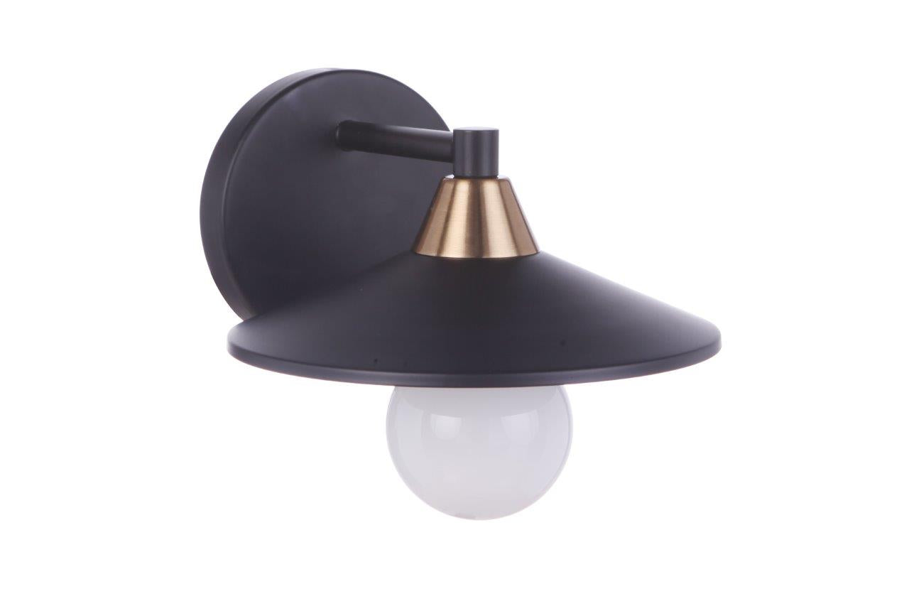 12508FBSB1 - Isaac 1 Light 5.12" High Wall Sconce - Flat Black / Satin Brass