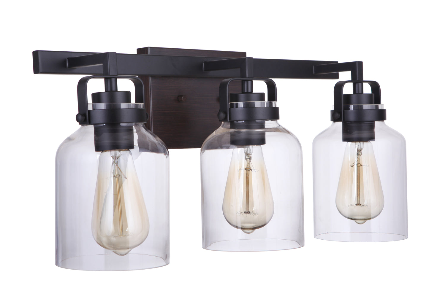 53603-FBDT - Foxwood 3 Light 21" Wide Vanity Light - Flat Black / Dark Teak