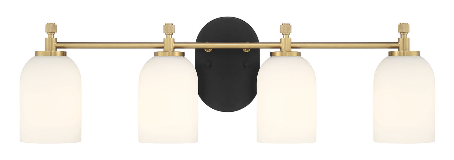 60304-FBSB - Council 4 Light 29" Wide Vanity Light - Flat Black / Satin Brass