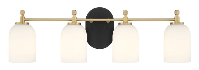 60304-FBSB - Council 4 Light 29" Wide Vanity Light - Flat Black / Satin Brass