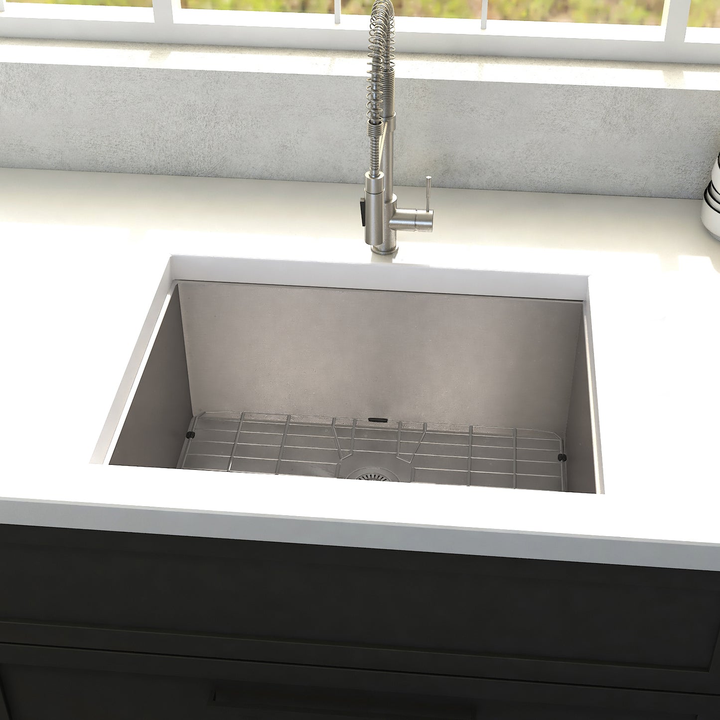 SRS-23 - 23" Meribel Undermount Single Bowl Stainless Steel Kitchen Sink with Bottom Grid