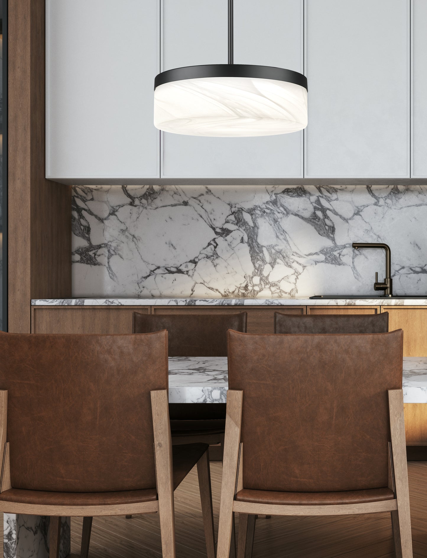 827P13-MB-LED - Renaud 1 Light 13" Pendant - Matte Black