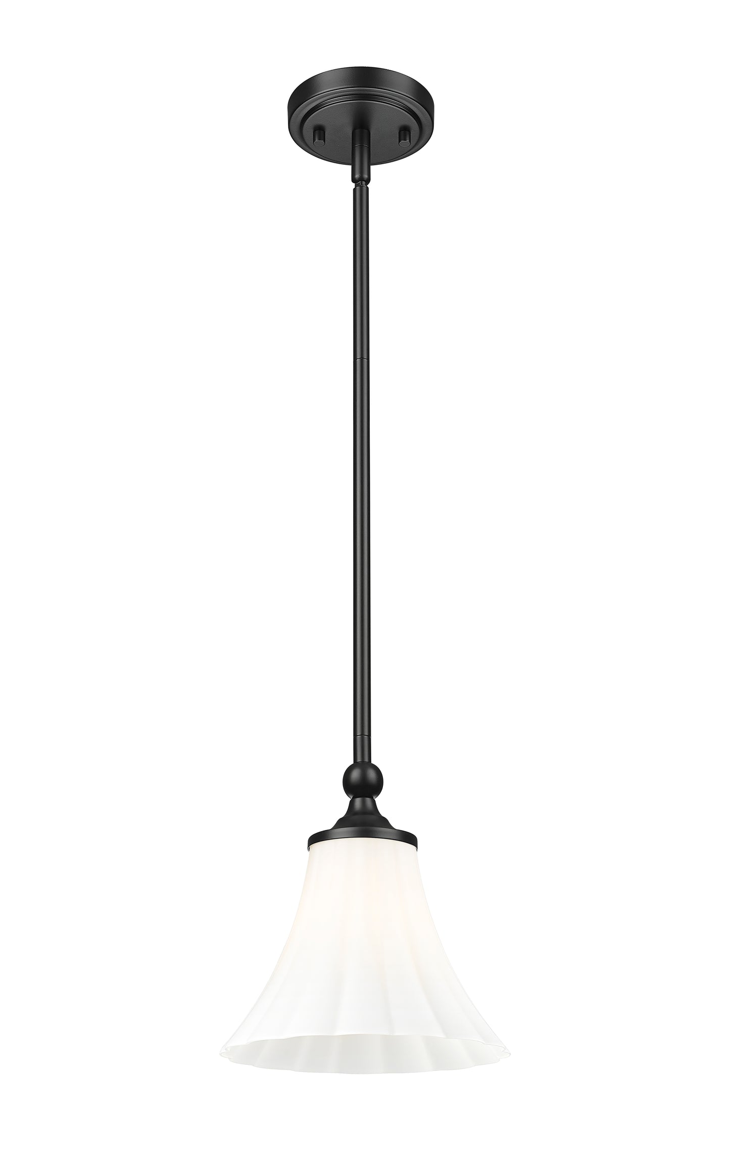 1958P8-MB - Fleur 1 Light 8" Pendant - Matte Black