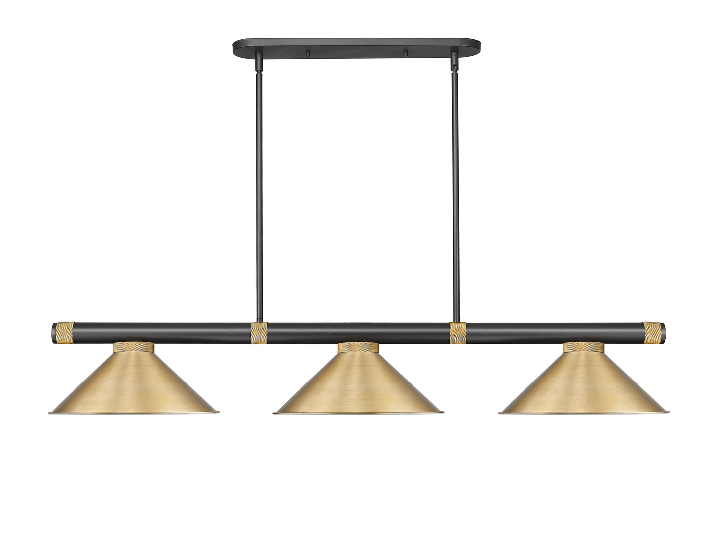 3050-3MB-RB-HBR15 - Vanguard 3 Light 58" Billiard - Matte Black / Rubbed Brass