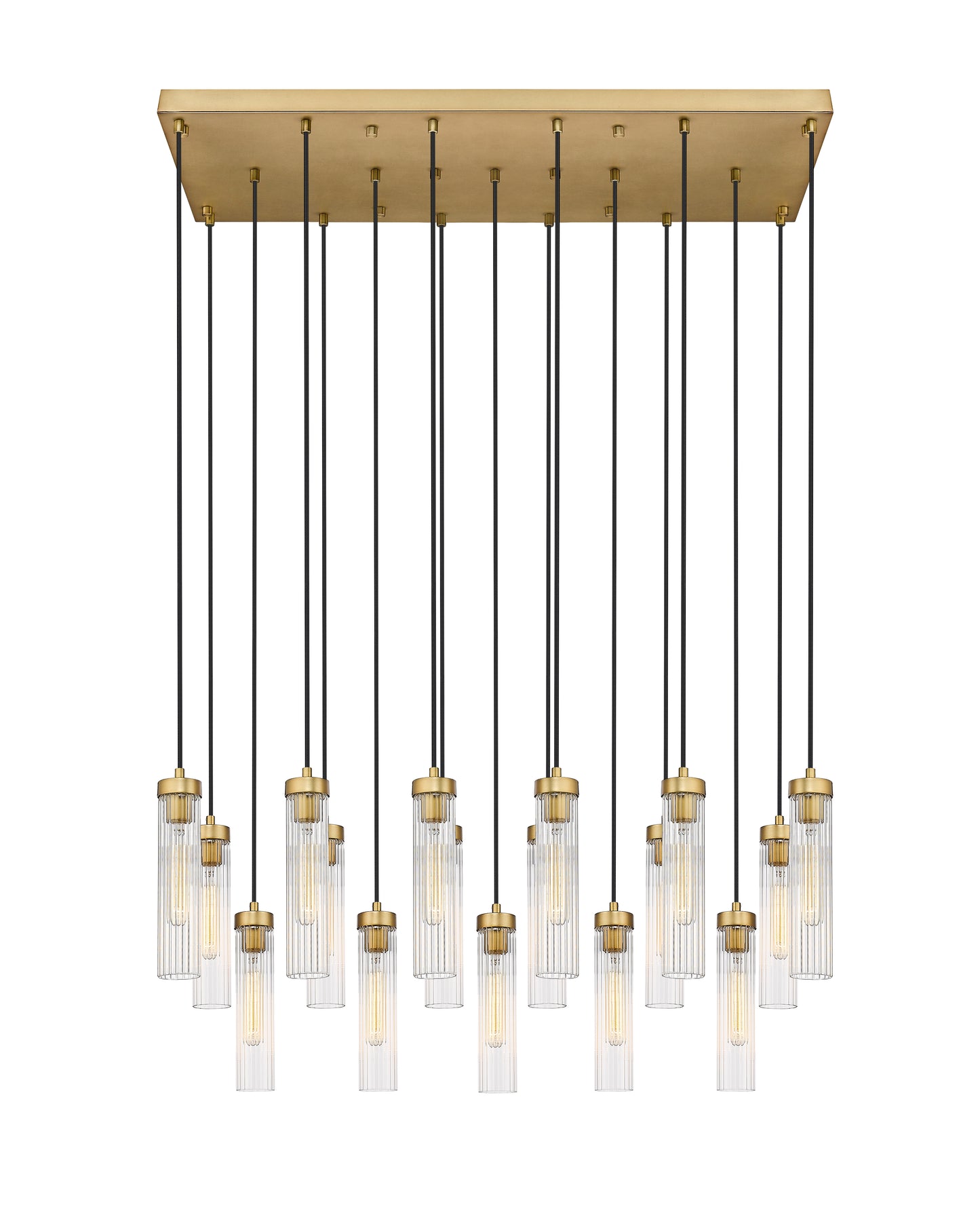740P-17L-RB - Beau 17 Light Linear 42" Chandelier - Rubbed Brass