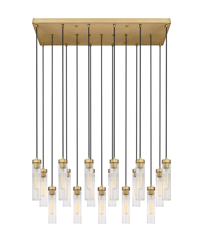 740P-17L-RB - Beau 17 Light Linear 42" Chandelier - Rubbed Brass