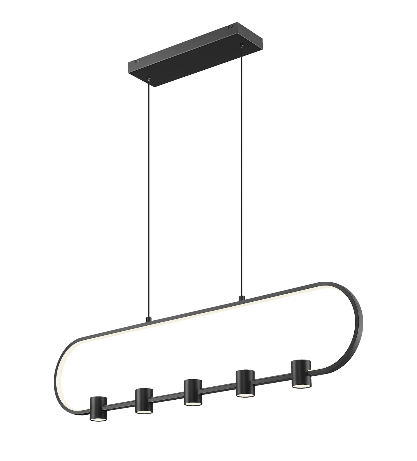 4101-42L-MB-LED - Saros 5 Light Linear 42" Chandelier - Matte Black