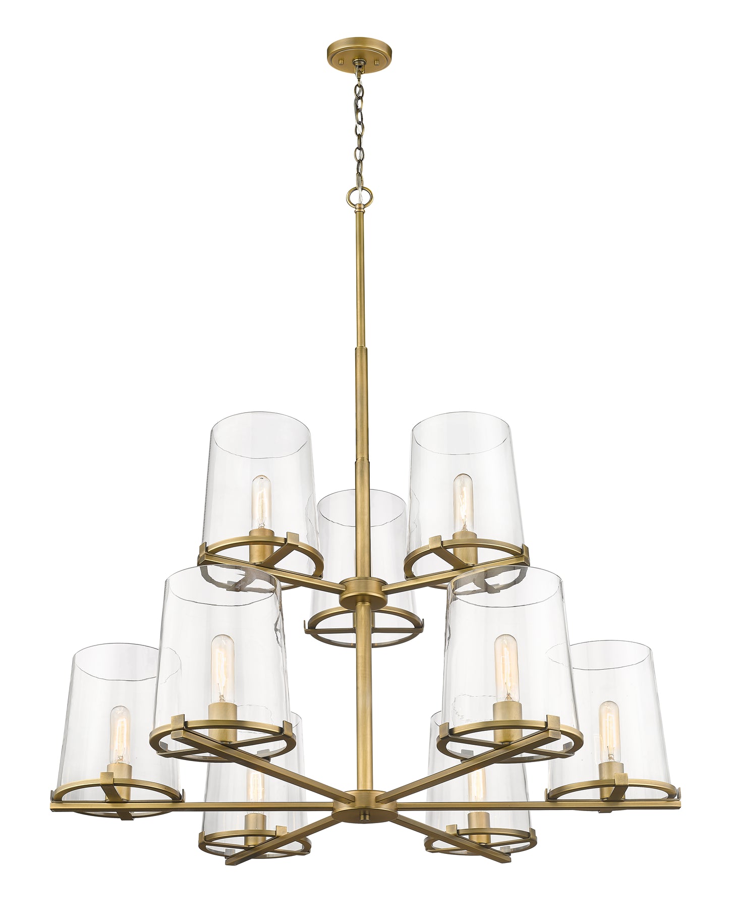 3032-9RB - Callista 9 Light 38" Chandelier - Rubbed Brass