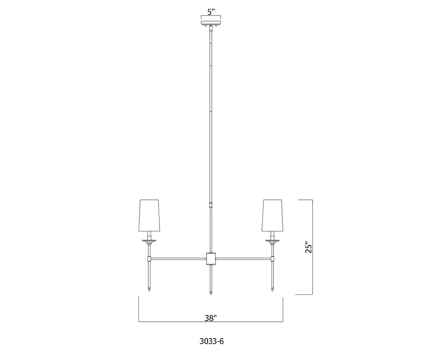 3033-6RB - Emily 6 Light 38" Chandelier - Rubbed Brass