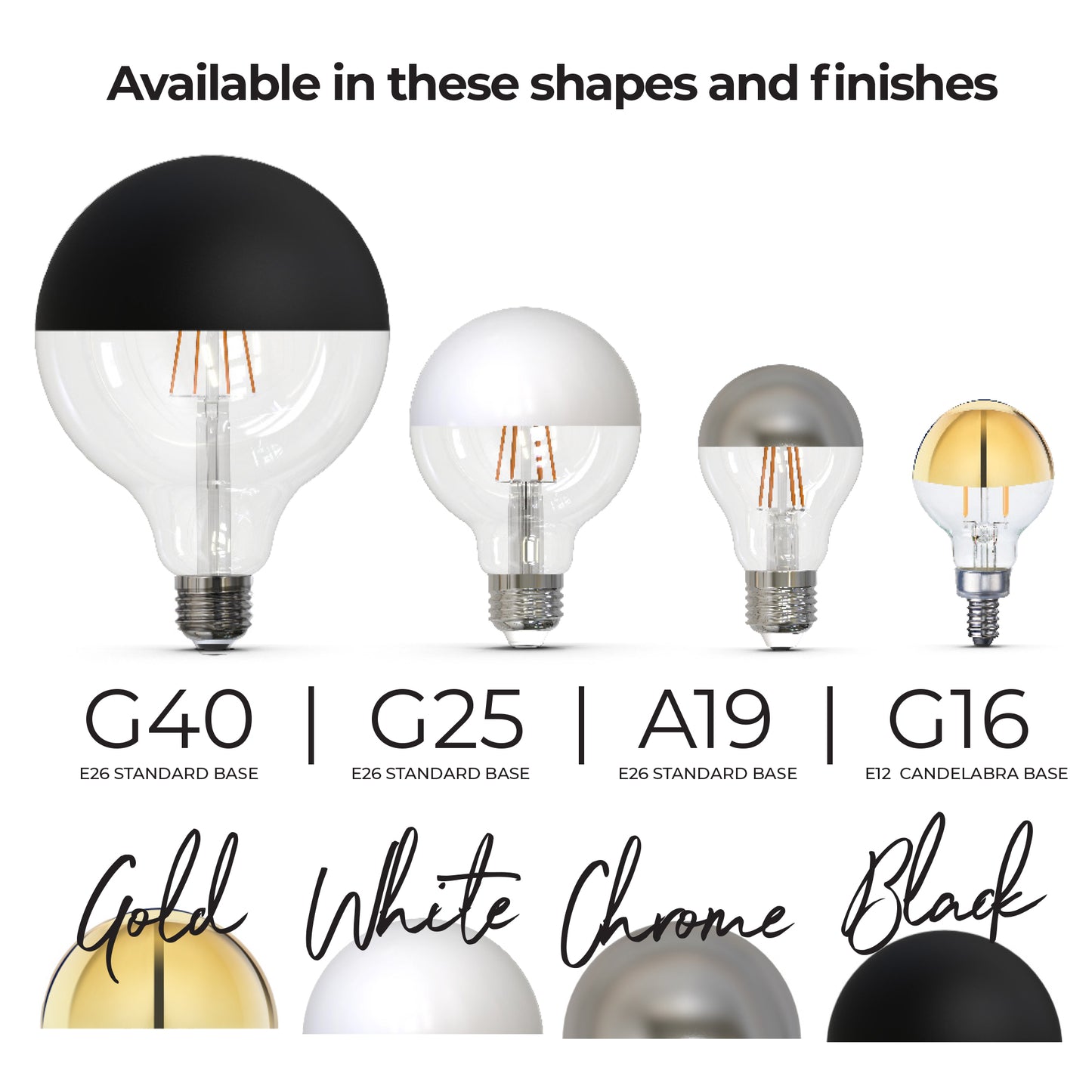 776920 - Dimmable Half Chrome G40 LED Light Bulb - 6 Watt - 2700K - 4 Pack