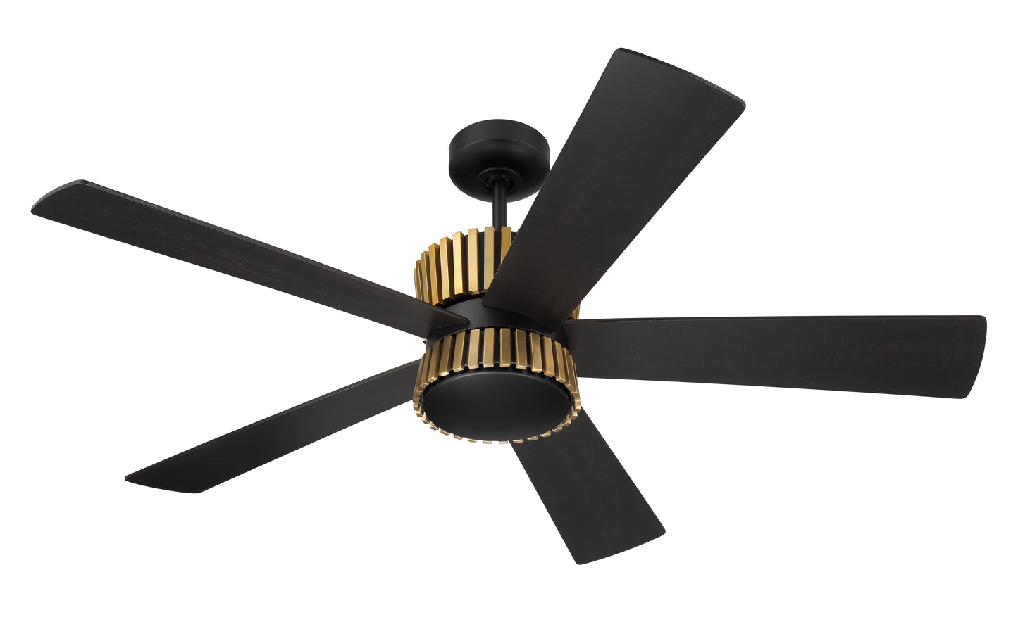 TRY52FBSB5-NWF - Theiry 52" Ceiling Fan no Wifi 52" 5 Blade Ceiling Fan with Light Kit - Flat Black / Satin Brass