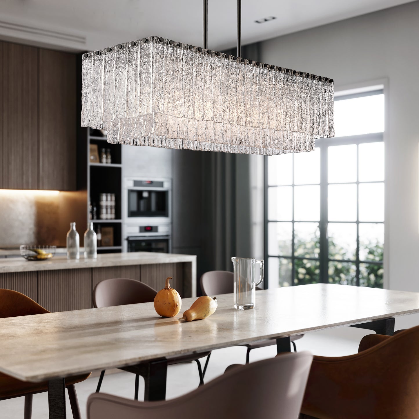 1943-42L-MB - Glacier 5 Light Linear 43" Chandelier - Matte Black
