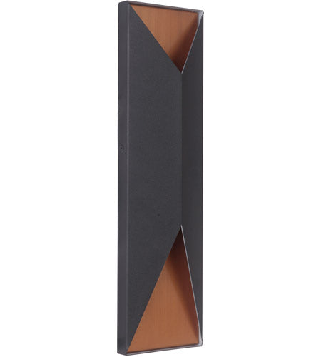 Z3422-TBSB-LED - Peak 2 Light 18" High Outdoor Pocket Sconce - Textured Black / Satin Brass
